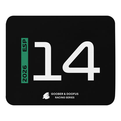 Fernando Alonso #14 F1 Driver Mouse Pad in Black - Full View