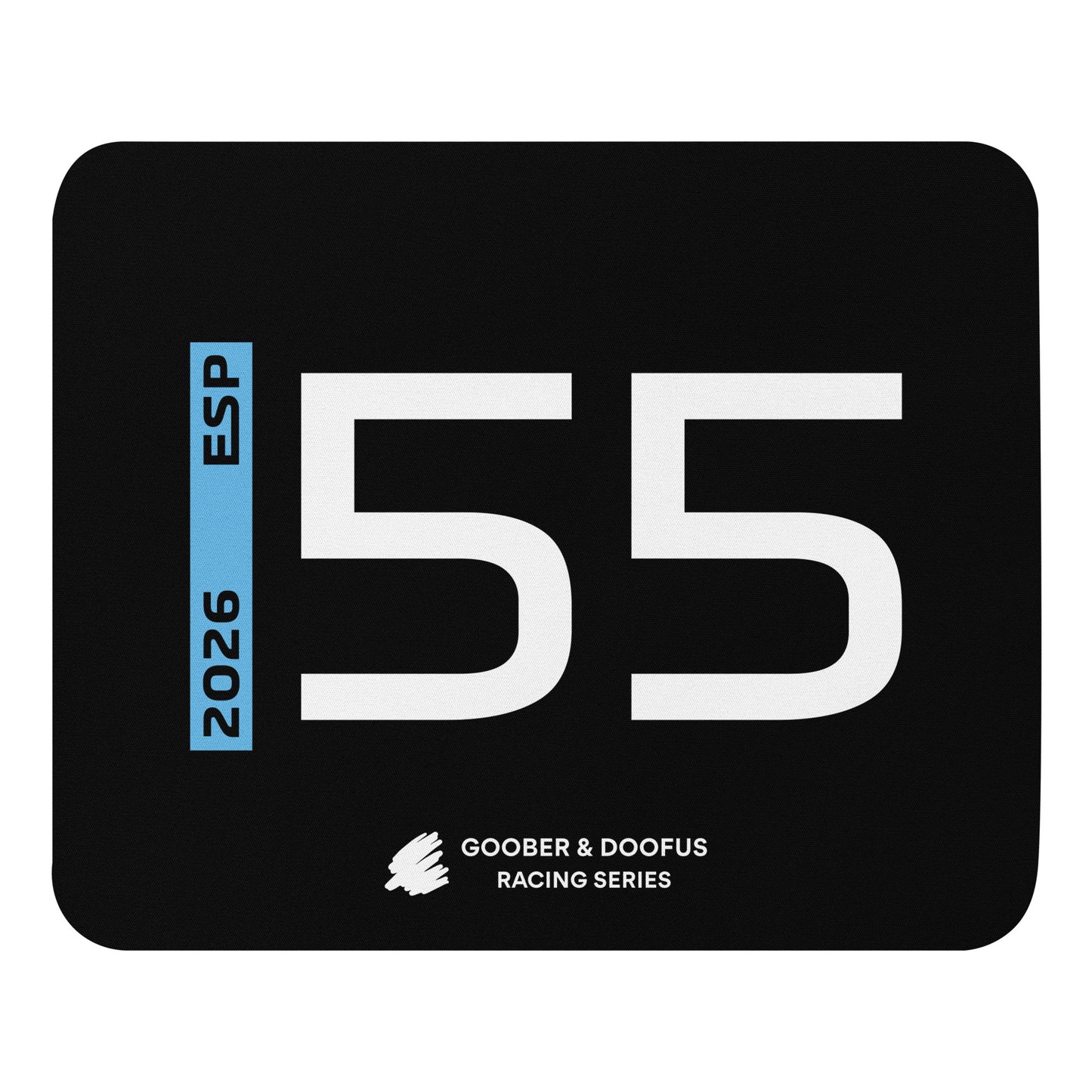 Carlos Sainz #55 F1 Driver Mouse Pad in Black - Full View