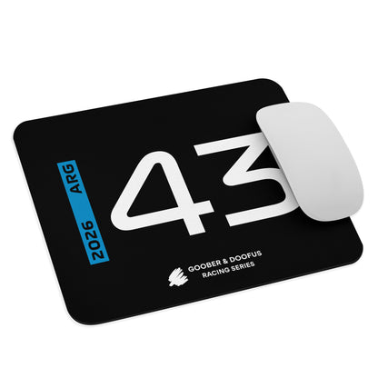 Franco Colapinto #43 F1 Driver Mouse Pad in Black - With Mouse