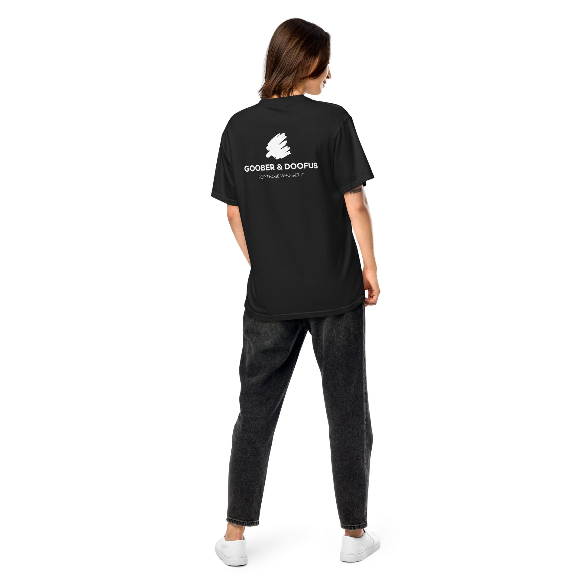 Goober & Doofus Logo Branded Unisex T-Shirt in Black
