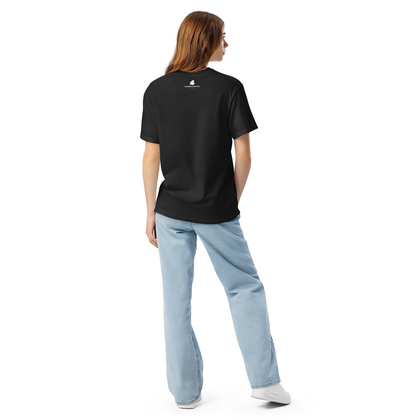 Lance Stroll #18 F1 Driver Unisex T-Shirt in Black - Female Model Back View