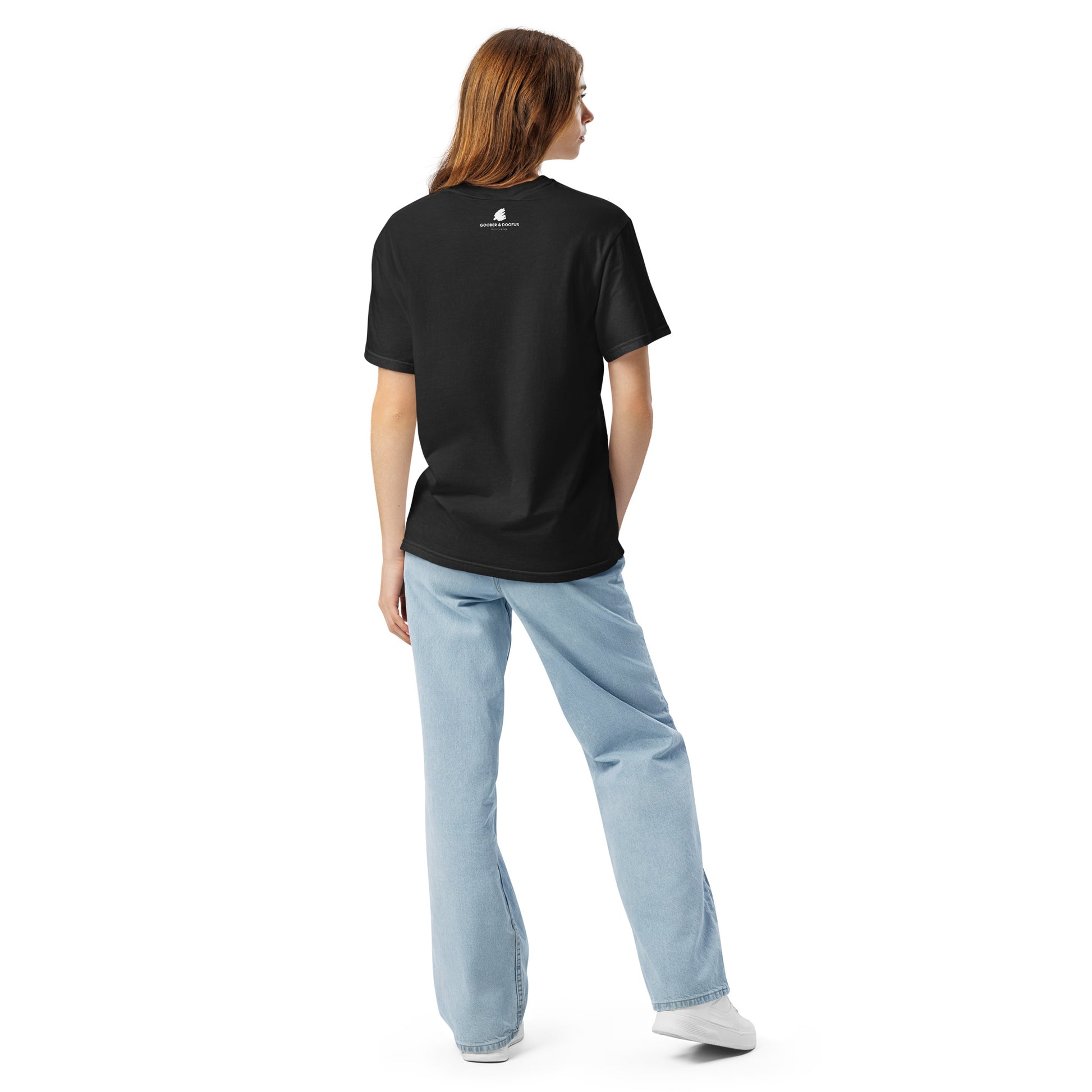 Lance Stroll #18 F1 Driver Unisex T-Shirt in Black - Female Model Back View