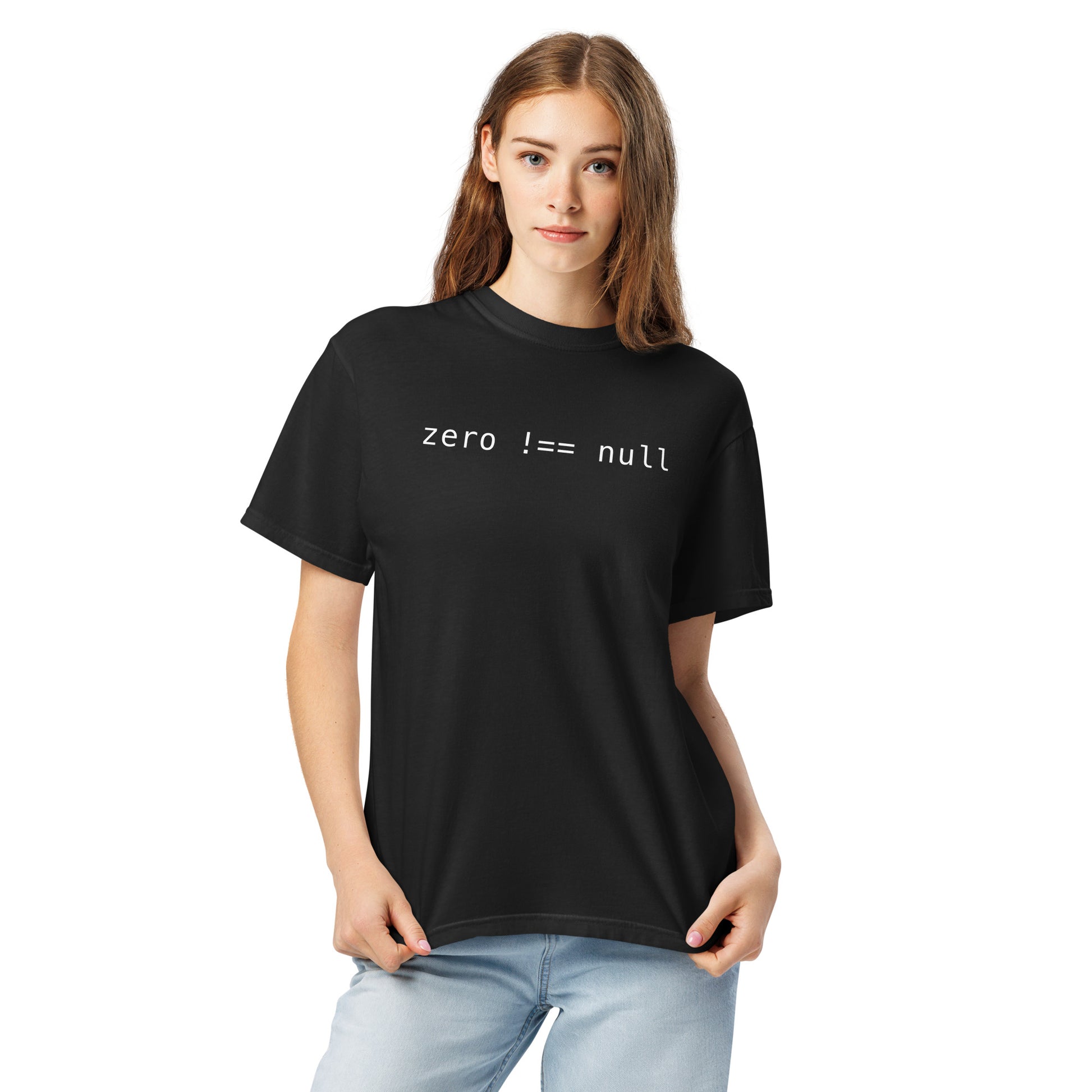 Zero Does Not Equal Null Unisex T-Shirt in Black
