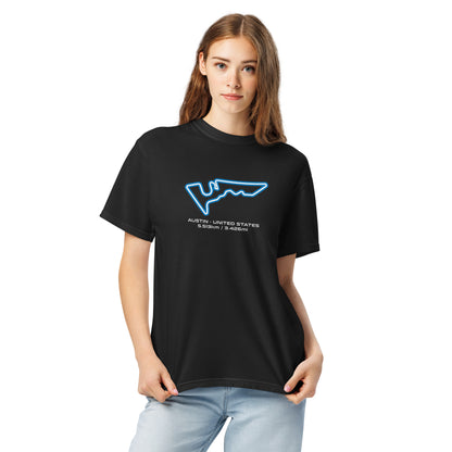 Austin - United States - F1 Circuit Unisex T-Shirt in Black - Female Model Front View