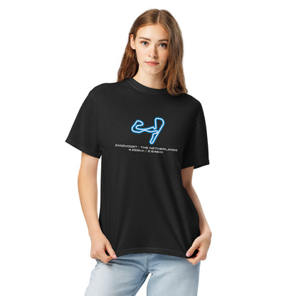 Zandvoort - The Netherlands - F1 Circuit Unisex T-Shirt in Black - Female Model Front View