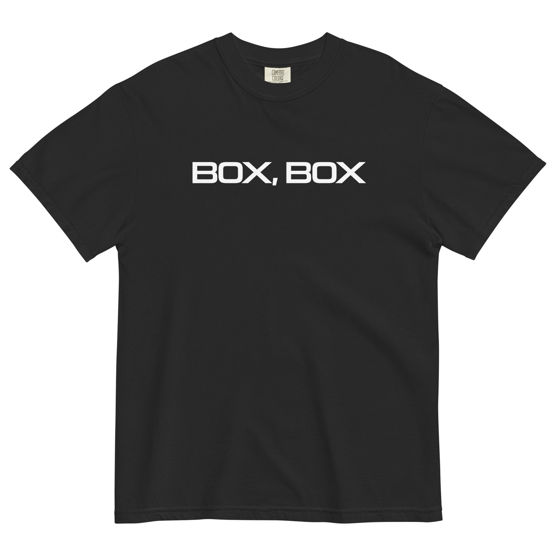 Box Box Text F1 Racing Unisex T-Shirt in Black