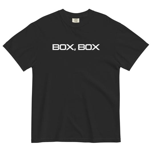Box Box Text F1 Racing Unisex T-Shirt in Black