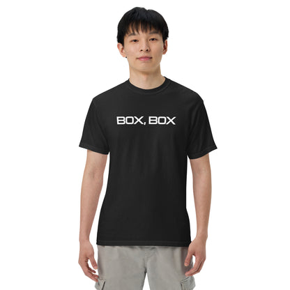 Box Box Text F1 Racing Unisex T-Shirt in Black