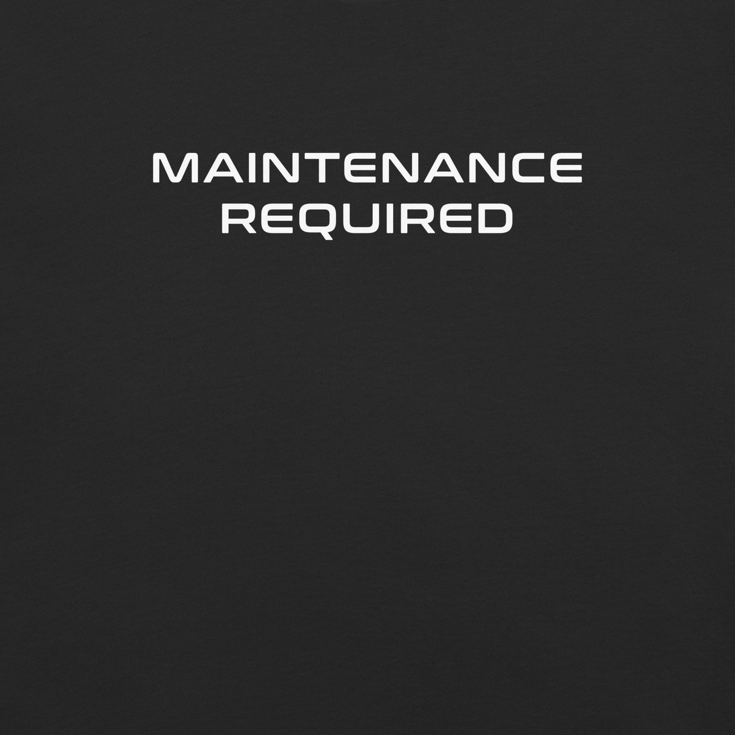 Maintenance Required F1 Racing Unisex T-Shirt in Black