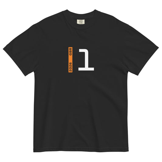 Lando Norris #1 F1 Driver Unisex T-Shirt in Black - Front View