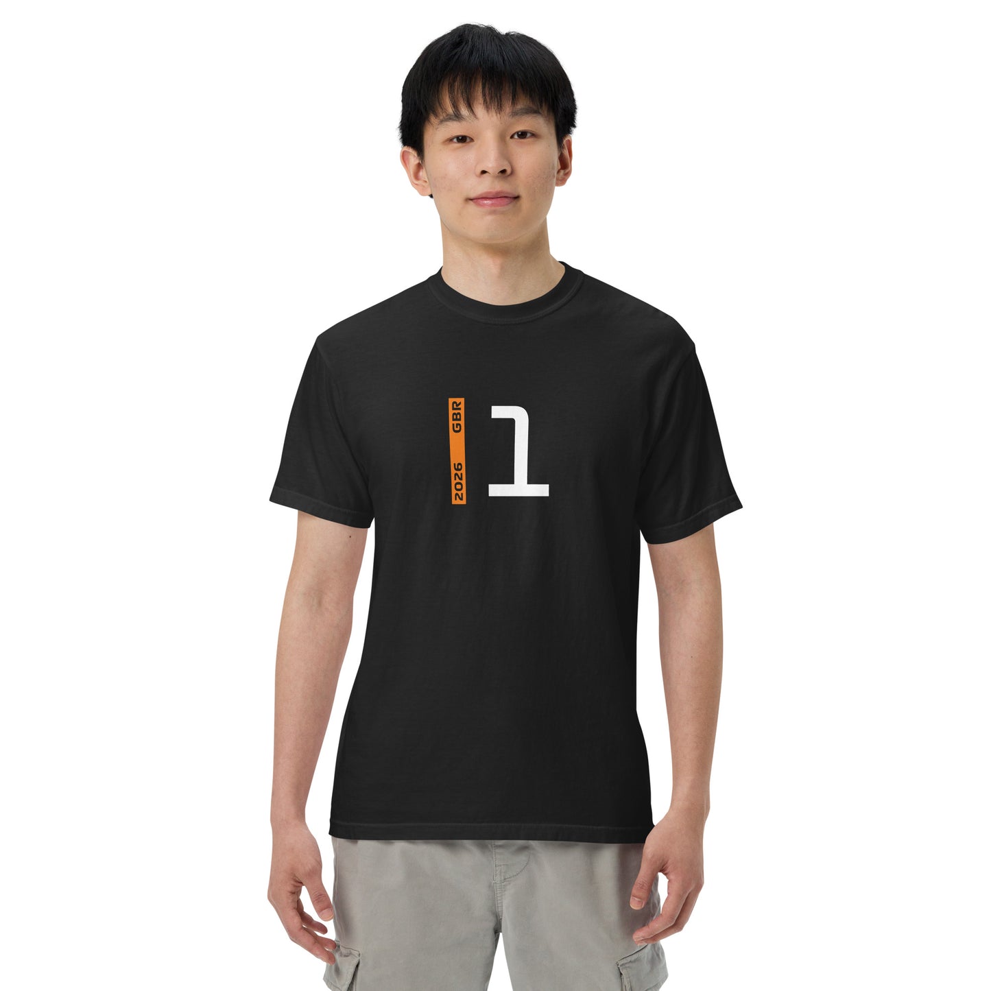 Lando Norris #1 F1 Driver Unisex T-Shirt in Black - Male Model Front View