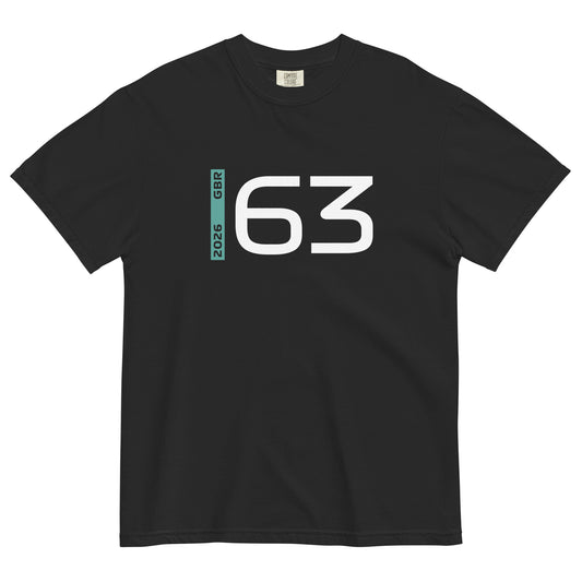 George Russell #63 F1 Driver Unisex T-Shirt in Black - Front View