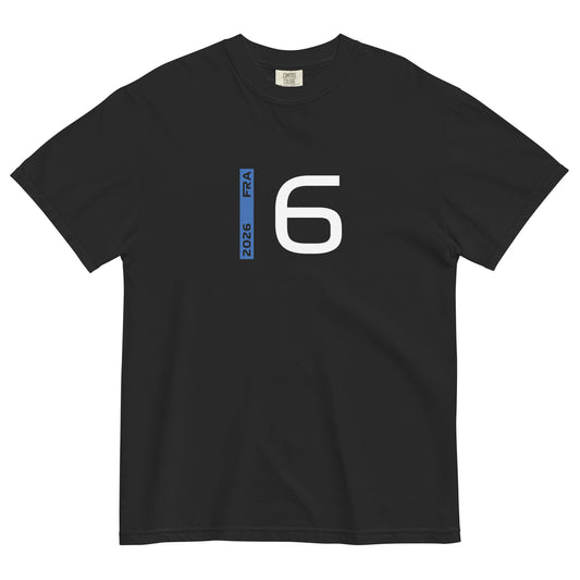 Isack Hadjar #6 F1 Driver Unisex T-Shirt in Black - Front View