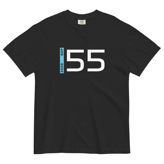 Carlos Sainz #55 F1 Driver Unisex T-Shirt in Black - Front View