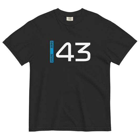 Franco Colapinto #43 F1 Driver Unisex T-Shirt in Black - Front View