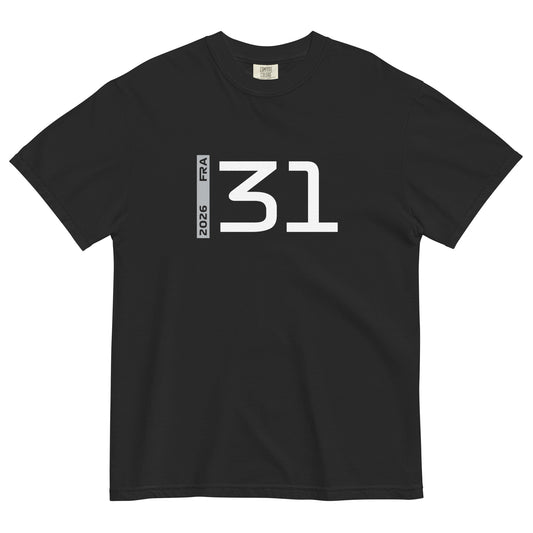 Esteban Ocon #31 F1 Driver Unisex T-Shirt in Black - Front View