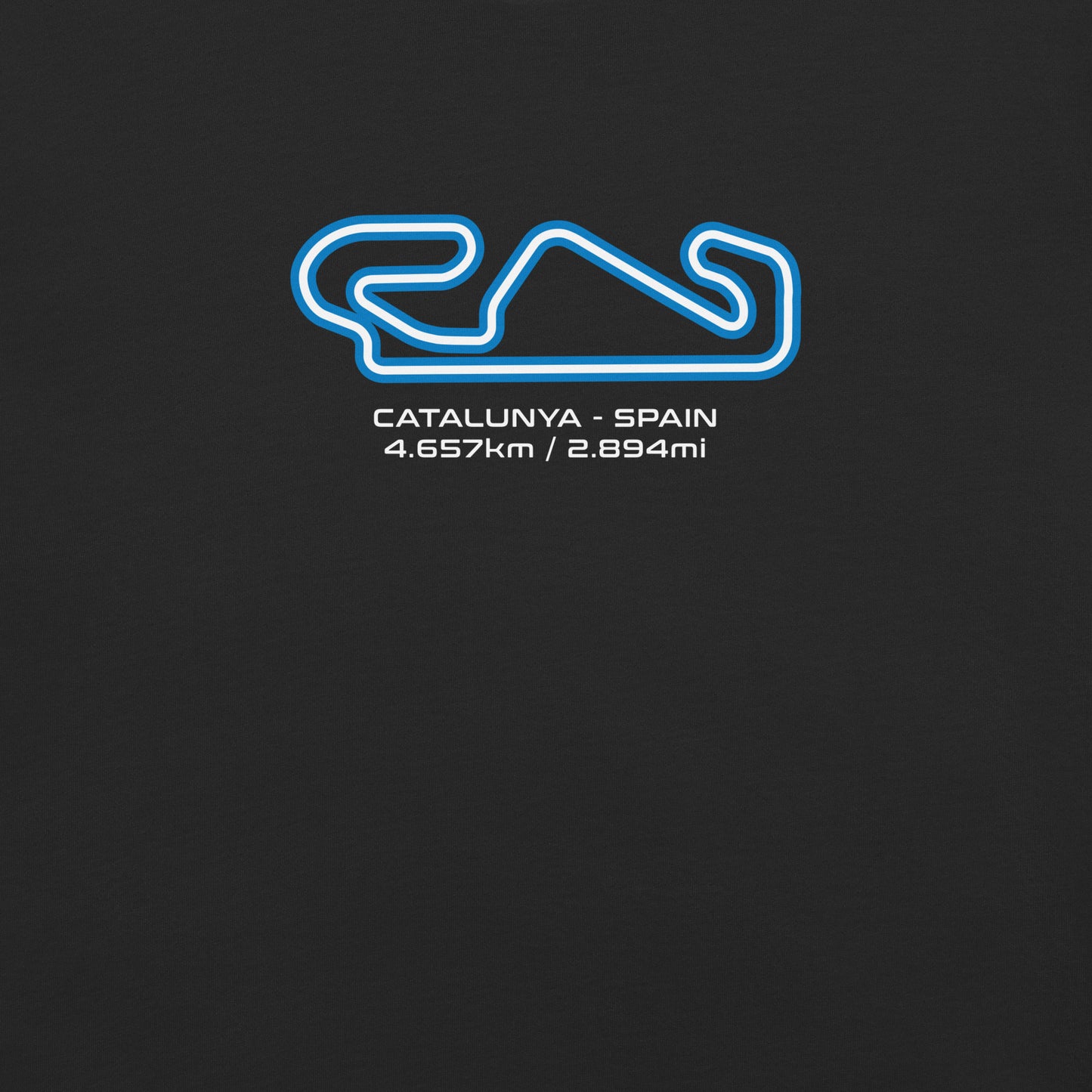 Catalunya - Spain - F1 Circuit Unisex T-Shirt in Black - Close Up