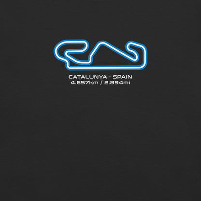 Catalunya - Spain - F1 Circuit Unisex T-Shirt in Black - Close Up