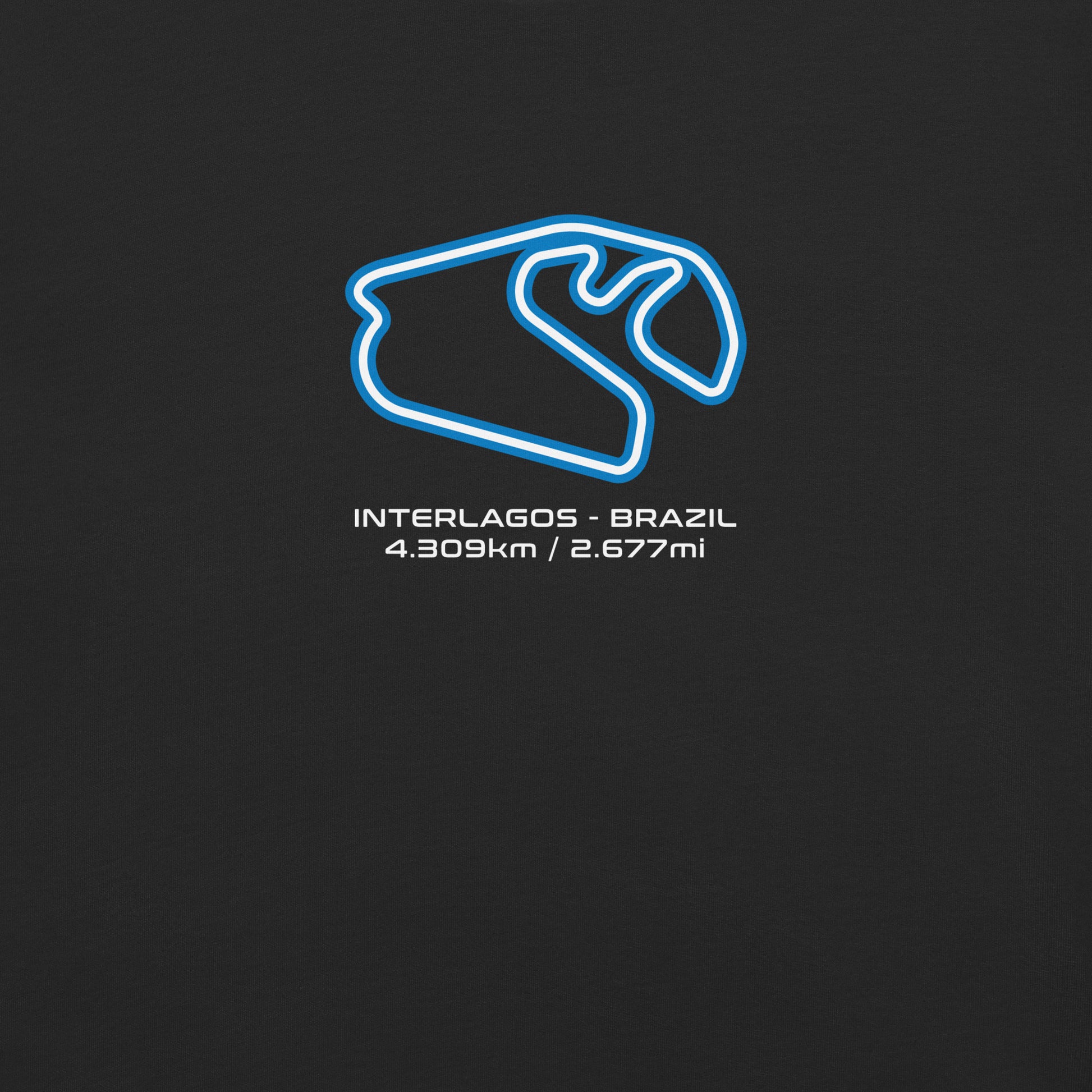 Interlagos - Brazil - F1 Circuit Unisex T-Shirt in Black - Close Up