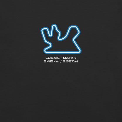 Lusail - Qatar - F1 Circuit Unisex T-Shirt in Black - Close Up