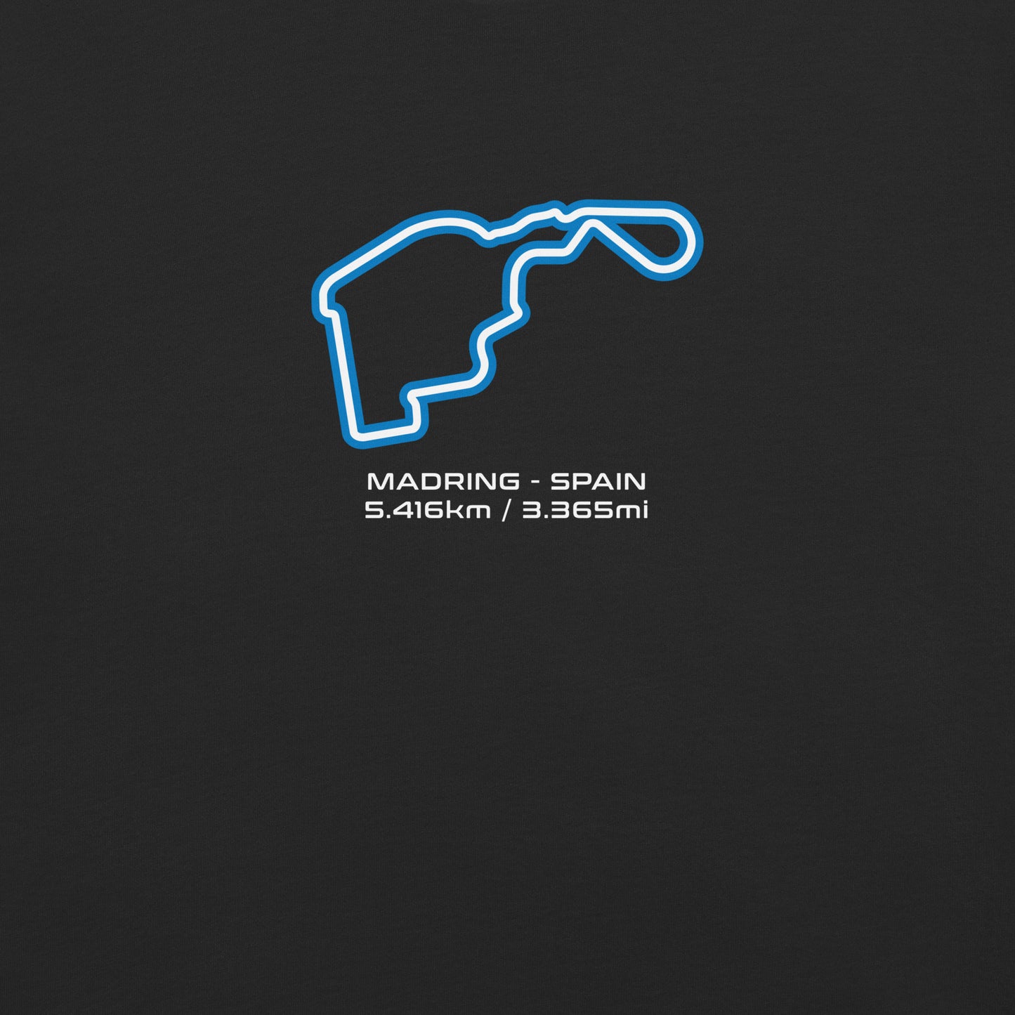 Madring - Spain - F1 Circuit Unisex T-Shirt in Black - Close Up
