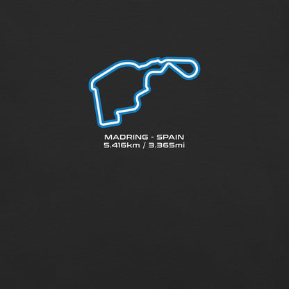 Madring - Spain - F1 Circuit Unisex T-Shirt in Black - Close Up