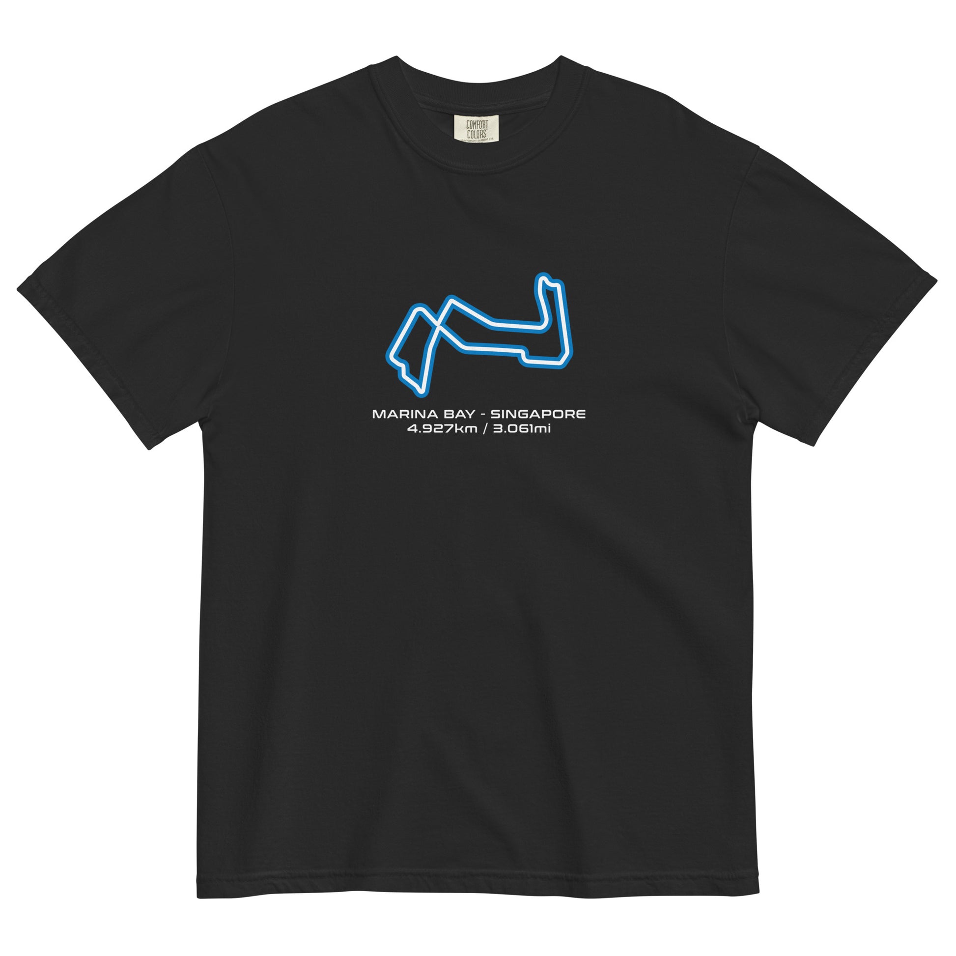 Marina Bay - SIngapore - F1 Circuit Unisex T-Shirt in Black - Front View