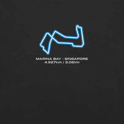 Marina Bay - SIngapore - F1 Circuit Unisex T-Shirt in Black - Close Up