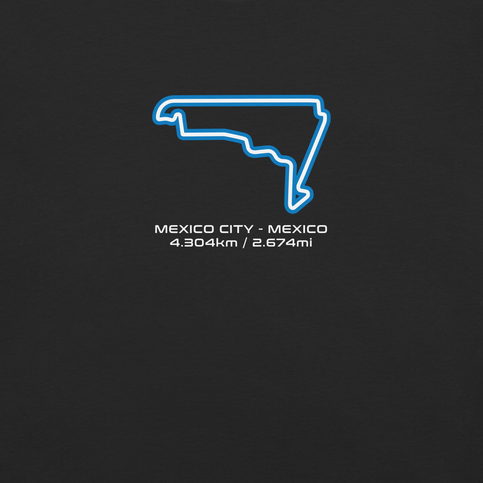 Mexico City - Mexico - F1 Circuit Unisex T-Shirt in Black - Close Up