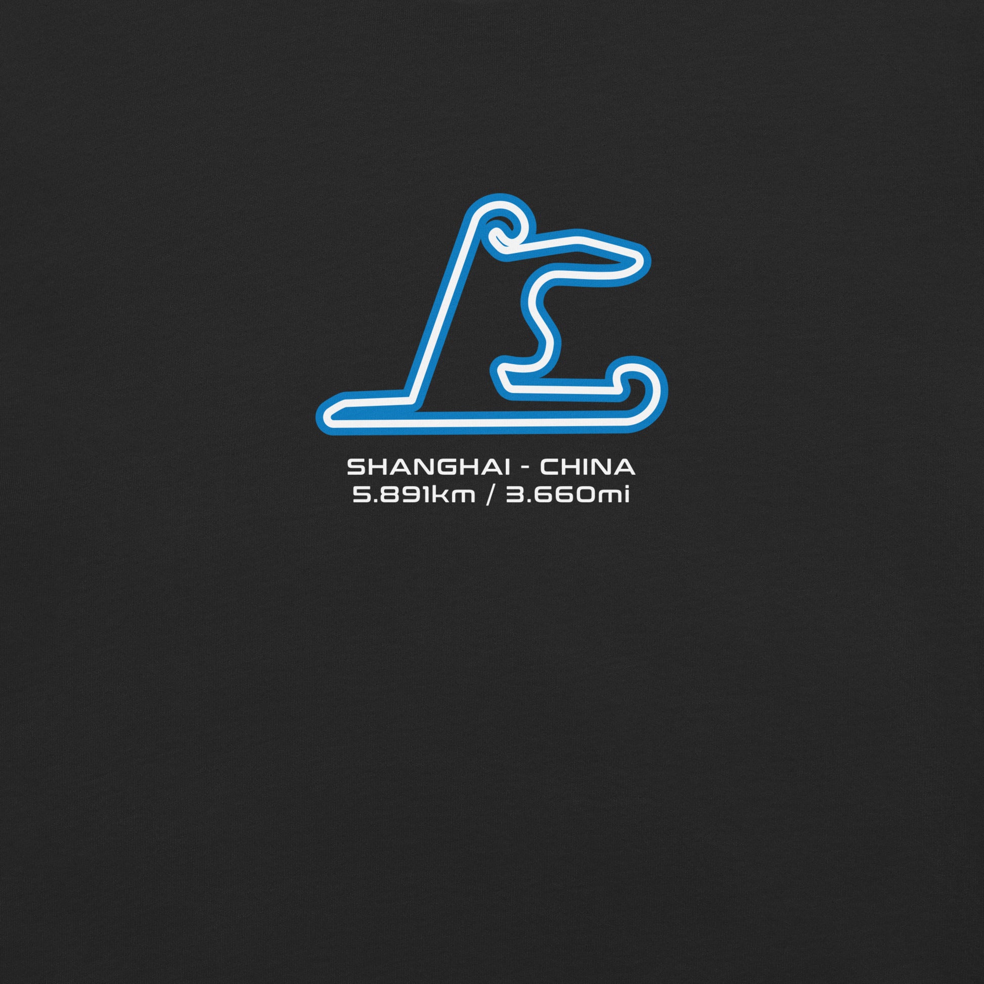 Shanghai - China - F1 Circuit Unisex T-Shirt in Black - Close Up