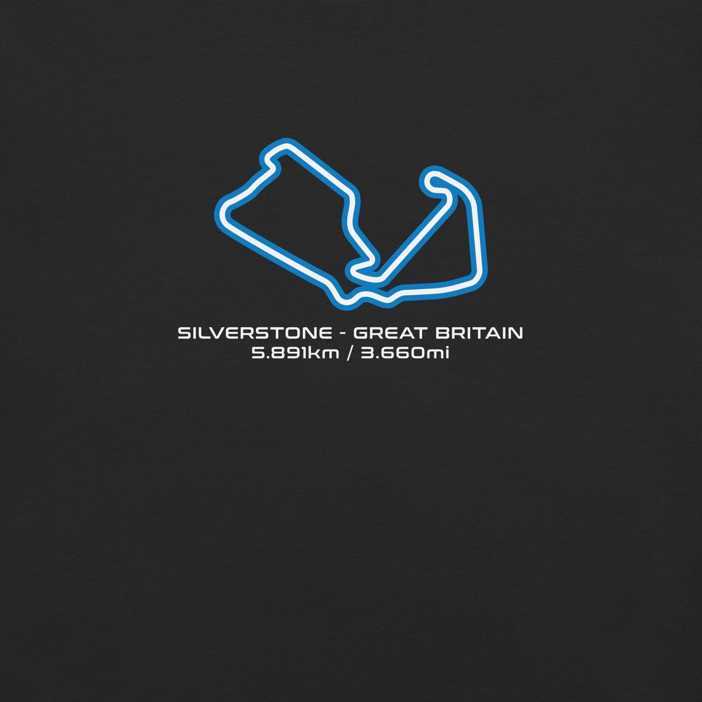 Silverstone - United Kingdom - F1 Circuit Unisex T-Shirt in Black - Close Up
