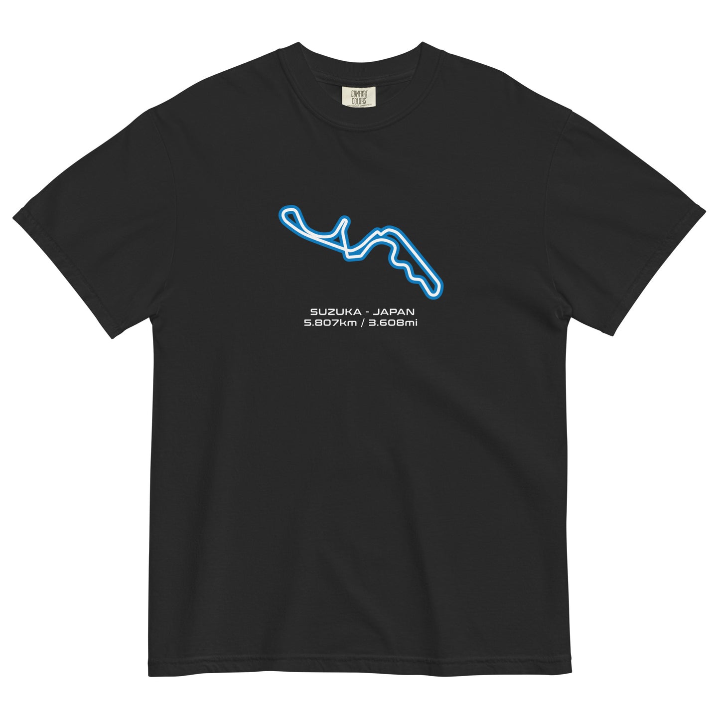 Suzuka - Japan - F1 Circuit Unisex T-Shirt in Black - Front View
