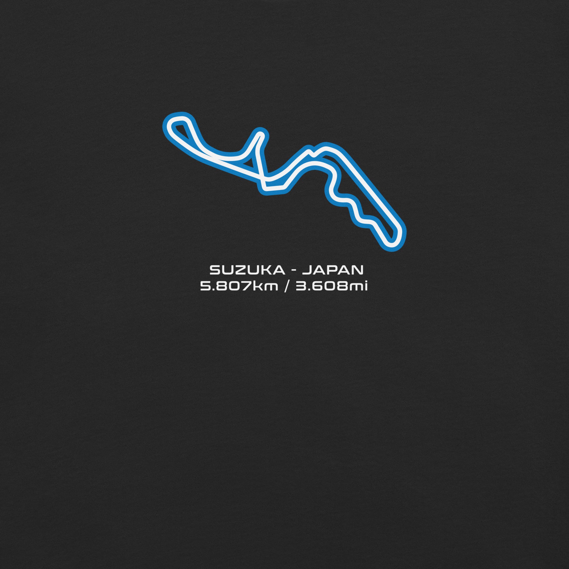 Suzuka - Japan - F1 Circuit Unisex T-Shirt in Black - Close Up