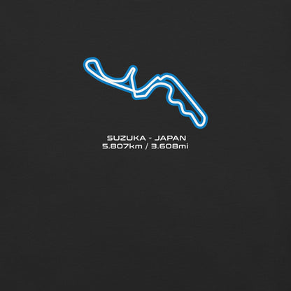 Suzuka - Japan - F1 Circuit Unisex T-Shirt in Black - Close Up