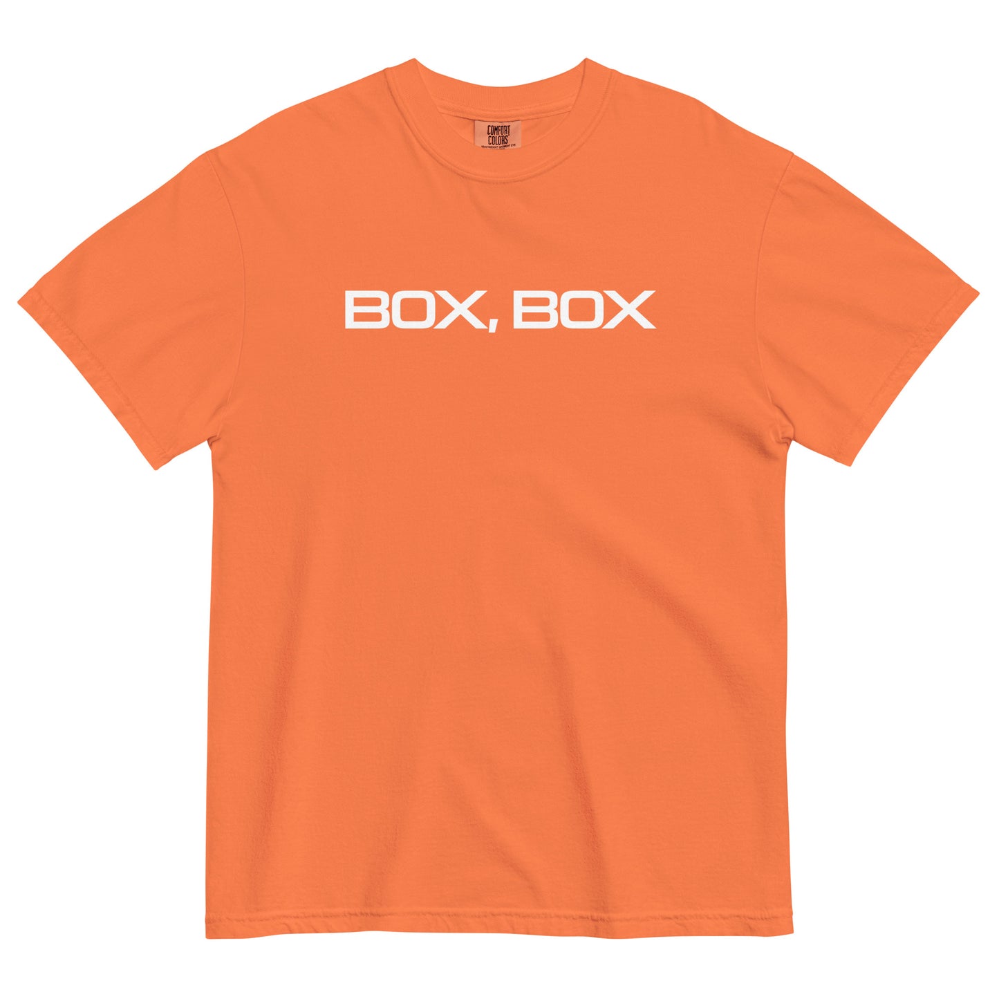 Box Box Text F1 Racing Unisex T-Shirt in Burnt Orange
