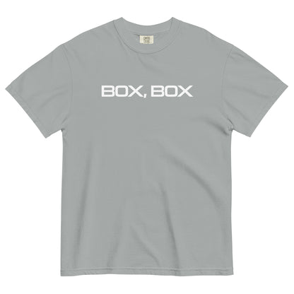 Box Box Text F1 Racing Unisex T-Shirt in Granite Gray