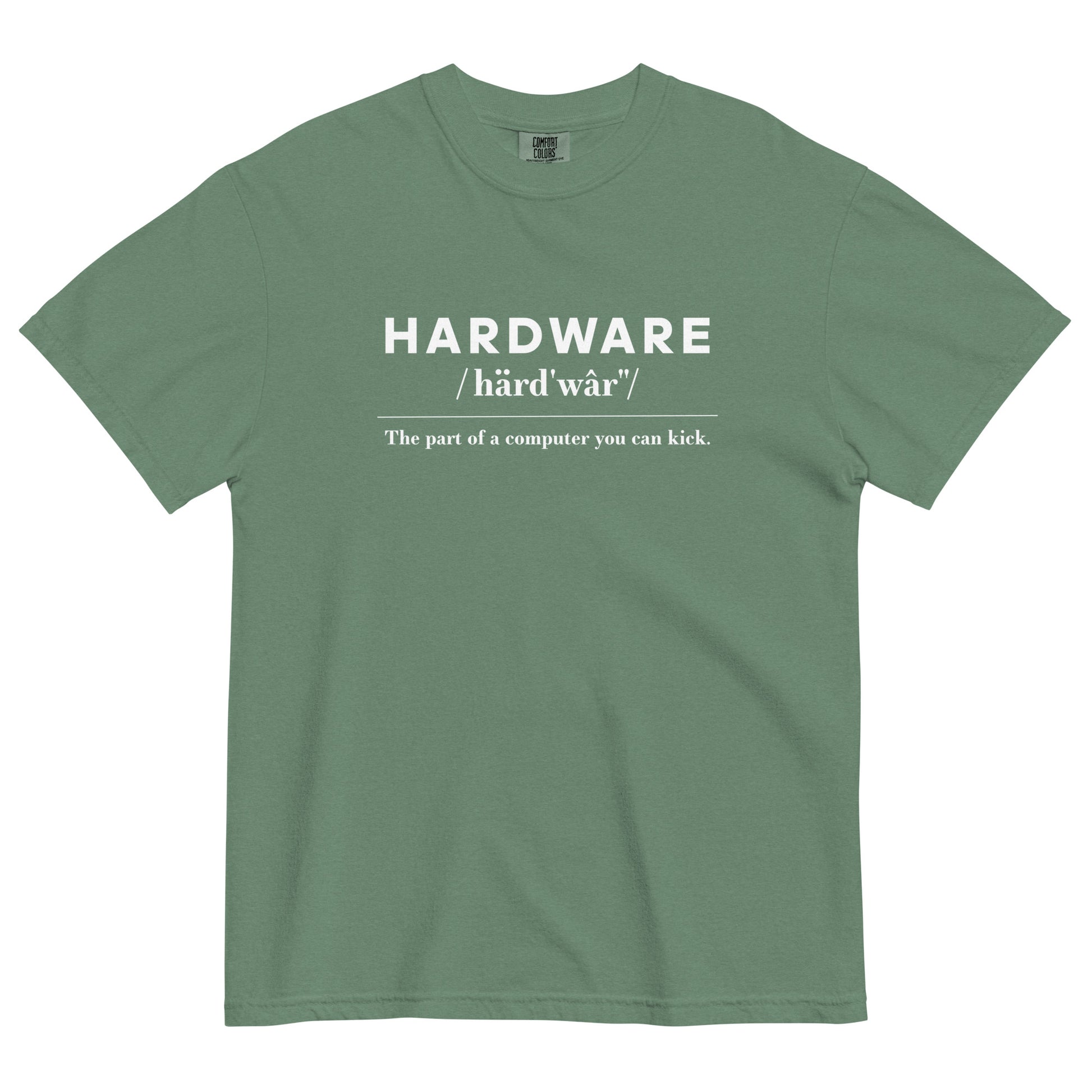 Hardware: The Parts of the Computer You Can Kick Unisex T-Shirt in Light Green