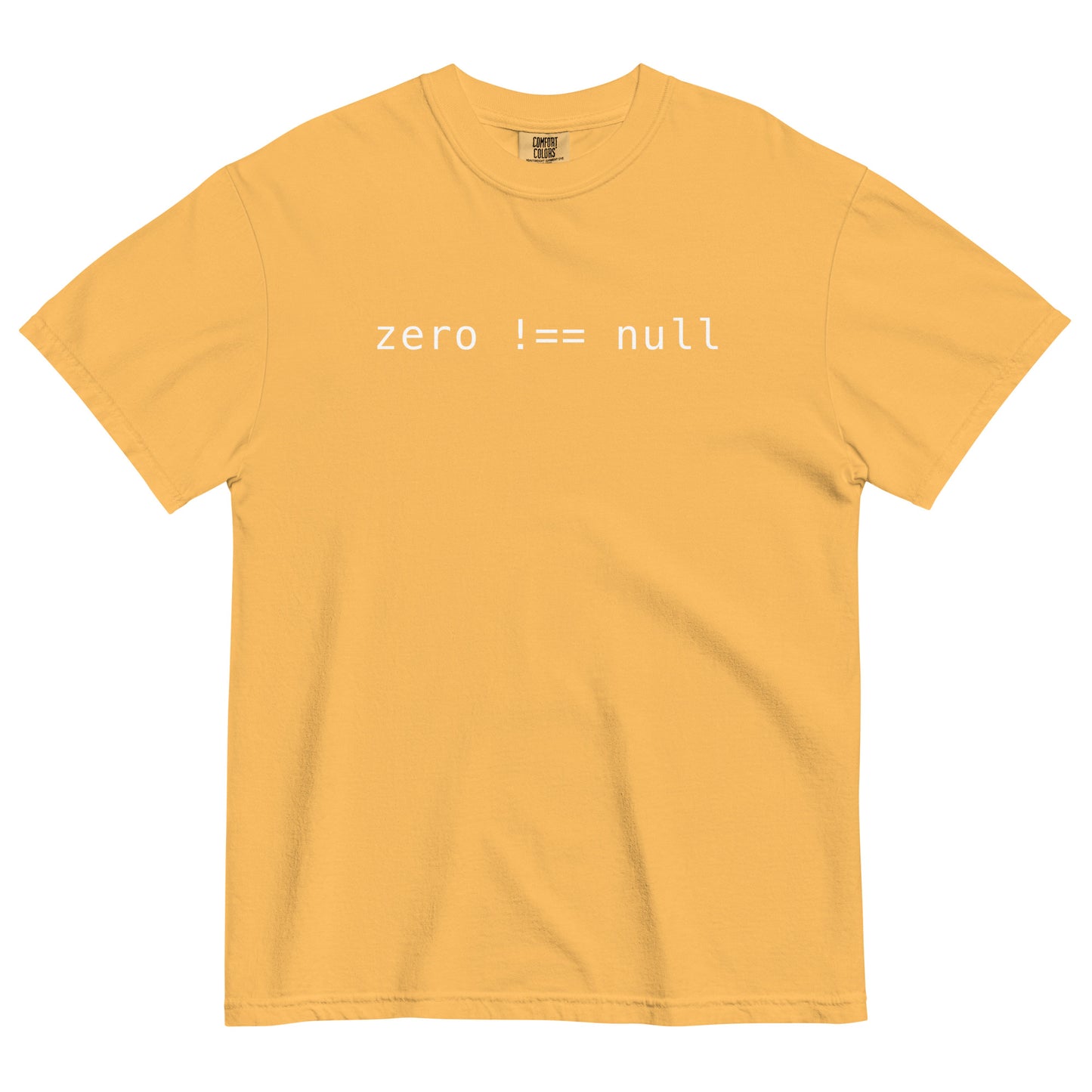 Zero Does Not Equal Null Unisex T-Shirt in Mustard