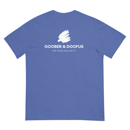 Goober & Doofus Logo Branded Unisex T-Shirt in Mystic Blue