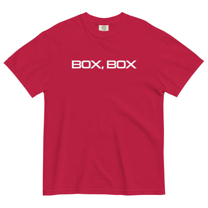 Box Box Text F1 Racing Unisex T-Shirt in Red