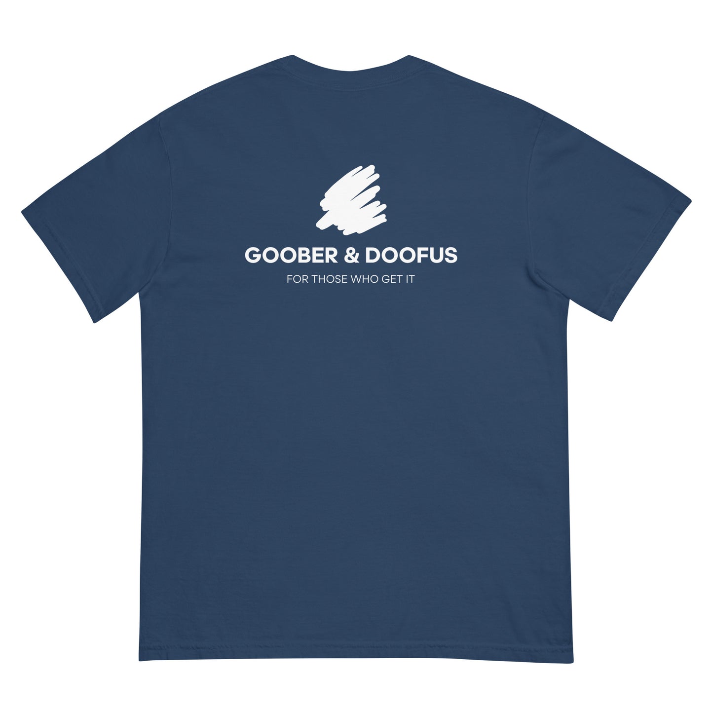 Goober & Doofus Logo Branded Unisex T-Shirt in True Navy