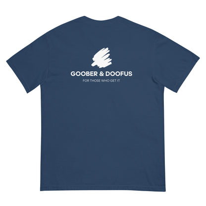 Goober & Doofus Logo Branded Unisex T-Shirt in True Navy
