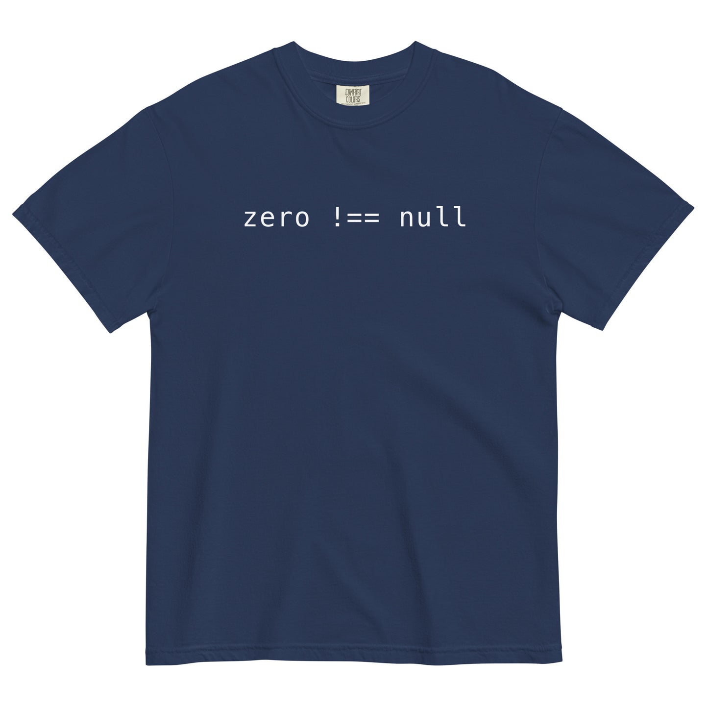 Zero Does Not Equal Null Unisex T-Shirt in True Navy