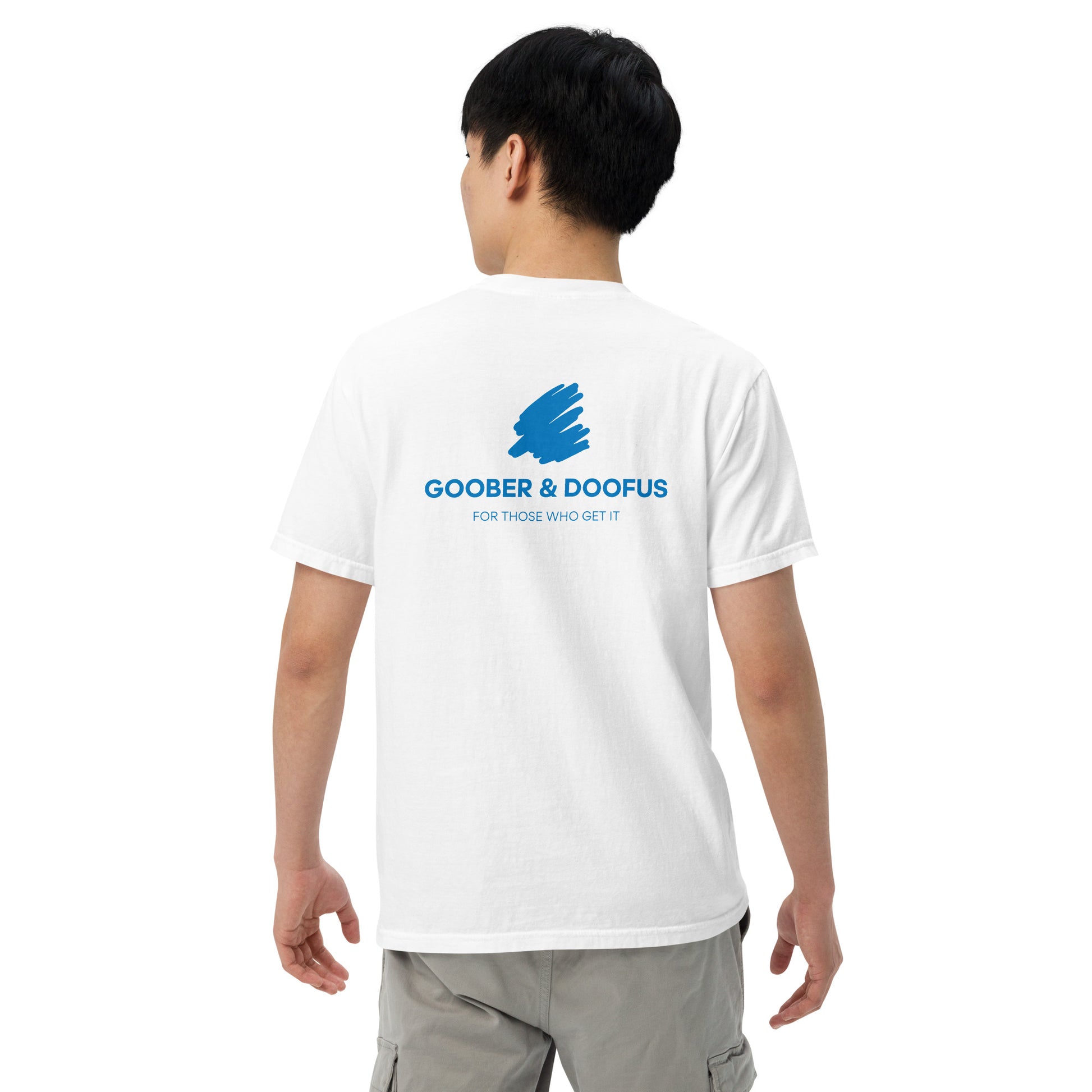Goober & Doofus Logo Branded Unisex T-Shirt in White