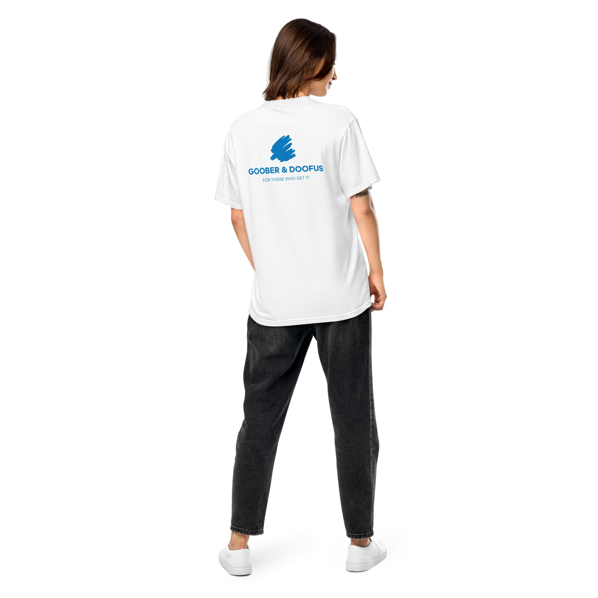 Goober & Doofus Logo Branded Unisex T-Shirt in White