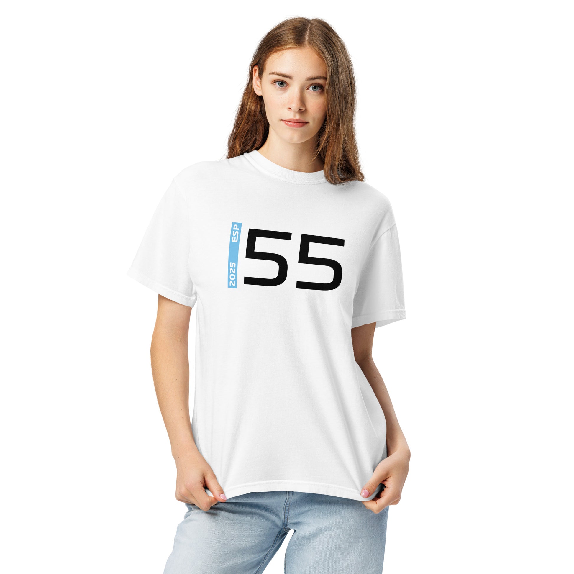 #55 F1 Driver Carlos Sainz Unisex T-Shirt in White
