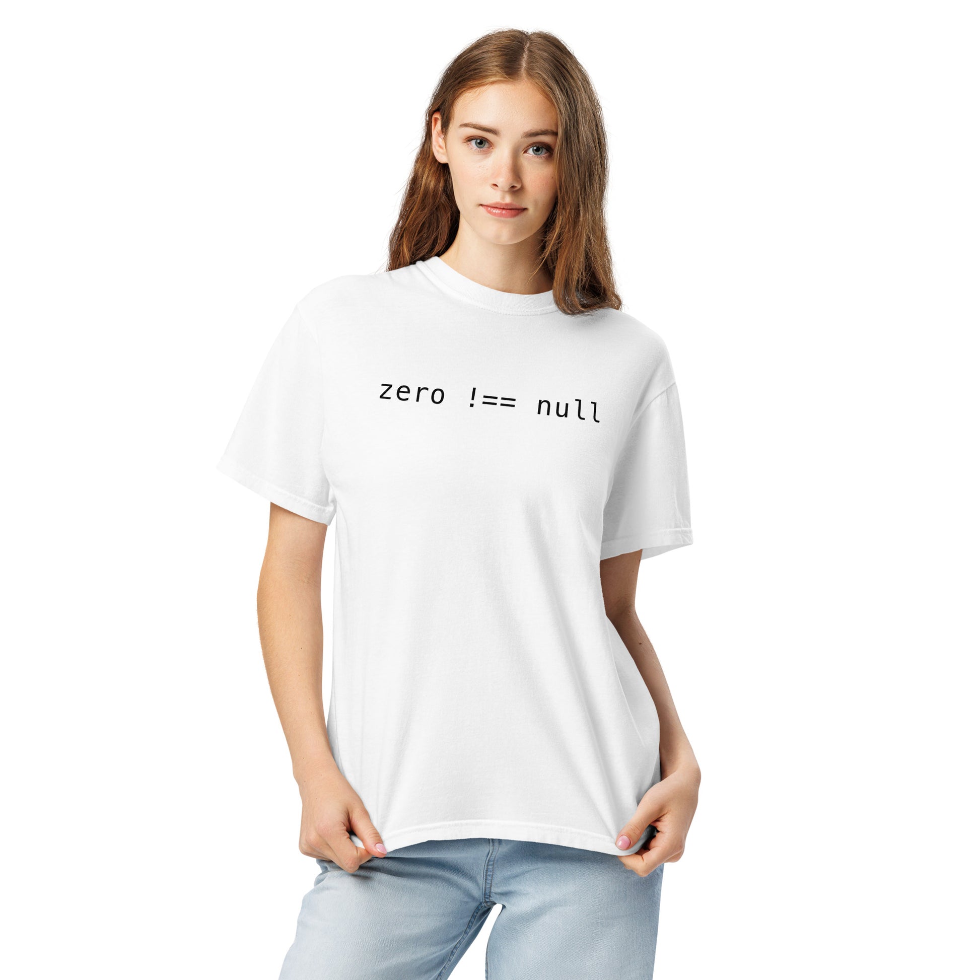 Zero Does Not Equal Null Unisex T-Shirt in White