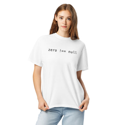Zero Does Not Equal Null Unisex T-Shirt in White