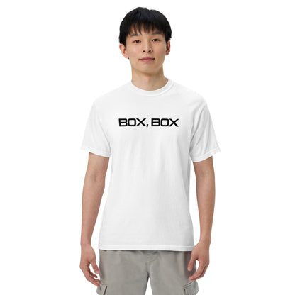 Box Box Text F1 Racing Unisex T-Shirt in White