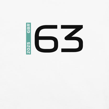 #63 F1 Driver George Russell Unisex T-Shirt in White